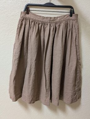 notPERFECTLINEN 1950s City Flat Front Linen Skirt Oat Milk XL